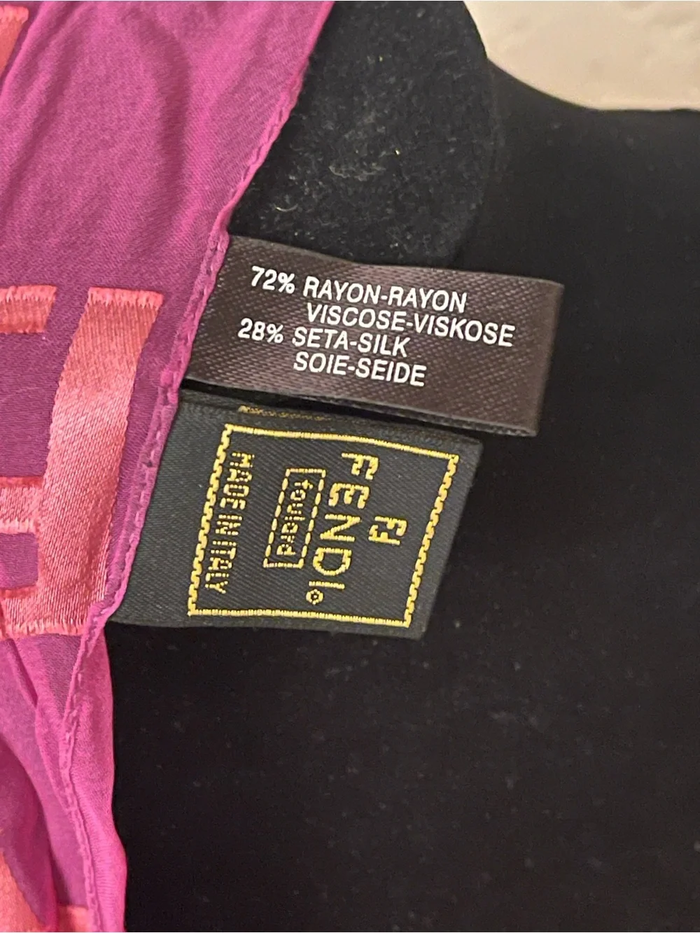 Fendi Pink and Magenta Silk Blend Scarf